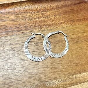 Etched sterling silver hoop earrings